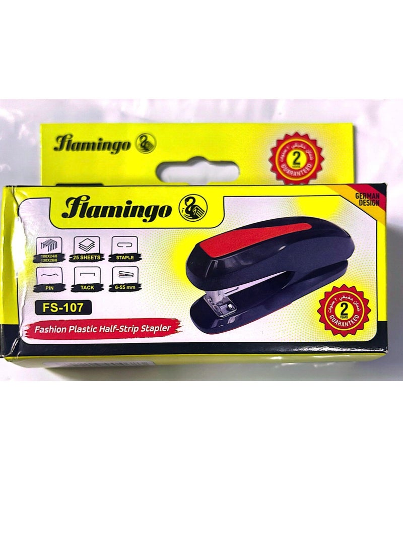 Flamingo Fashion Plastic Half-Strip Stapler 25sheets 55mm Assorted Color