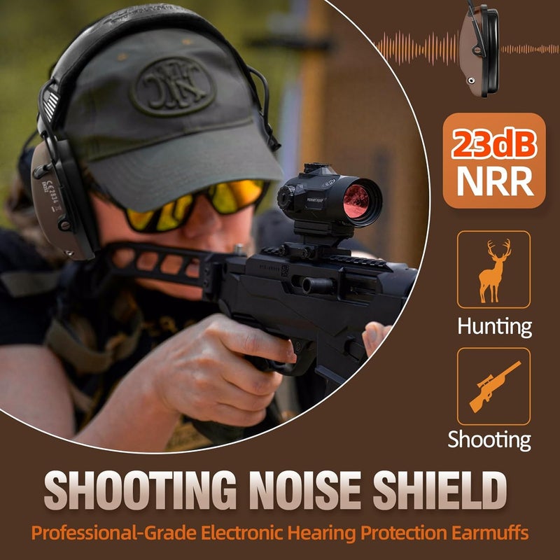 Zohan UPGRATED EM054 Electronic Shooting Ear Protection with 4X Sound Amplification, Slim Active Noise Reduction Earmuffs for Gun Range - Image 2
