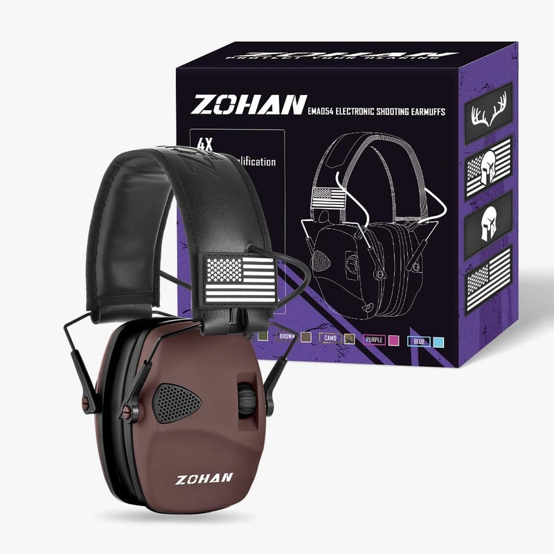 Zohan UPGRATED EM054 Electronic Shooting Ear Protection with 4X Sound Amplification, Slim Active Noise Reduction Earmuffs for Gun Range - Image 1