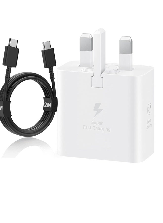 غولو شاحن سريع 45 وات، شاحن فائق السرعة متوافق مع Galaxy S25 Ultra/S25/S24 Ultra/S24/S23/S22/S21/Z Fold Z Flip 6 5 4/Galaxy Tab A9+ S10 Ultra S9 A9 S8 S7 Type C شحن فائق السرعة أبيض - Image 1