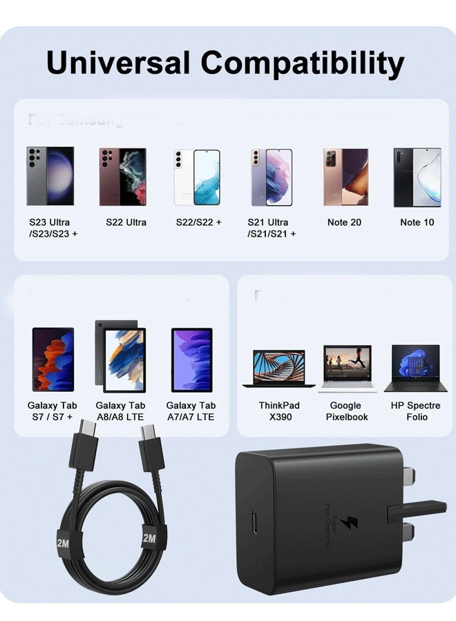 غولو شاحن سريع 45 وات، شاحن فائق السرعة متوافق مع Galaxy S25 Ultra/S25/S24 Ultra/S24/S23/S22/S21/Z Fold Z Flip 6 5 4/Galaxy Tab A9+ S10 Ultra S9 A9 S8 S7 Type C شحن فائق السرعة أبيض - Image 5