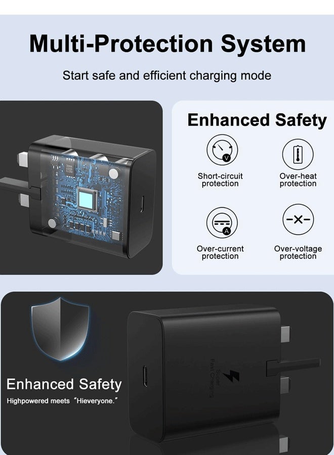 غولو شاحن سريع 45 وات، شاحن فائق السرعة متوافق مع Galaxy S25 Ultra/S25/S24 Ultra/S24/S23/S22/S21/Z Fold Z Flip 6 5 4/Galaxy Tab A9+ S10 Ultra S9 A9 S8 S7 Type C شحن فائق السرعة أبيض - Image 3