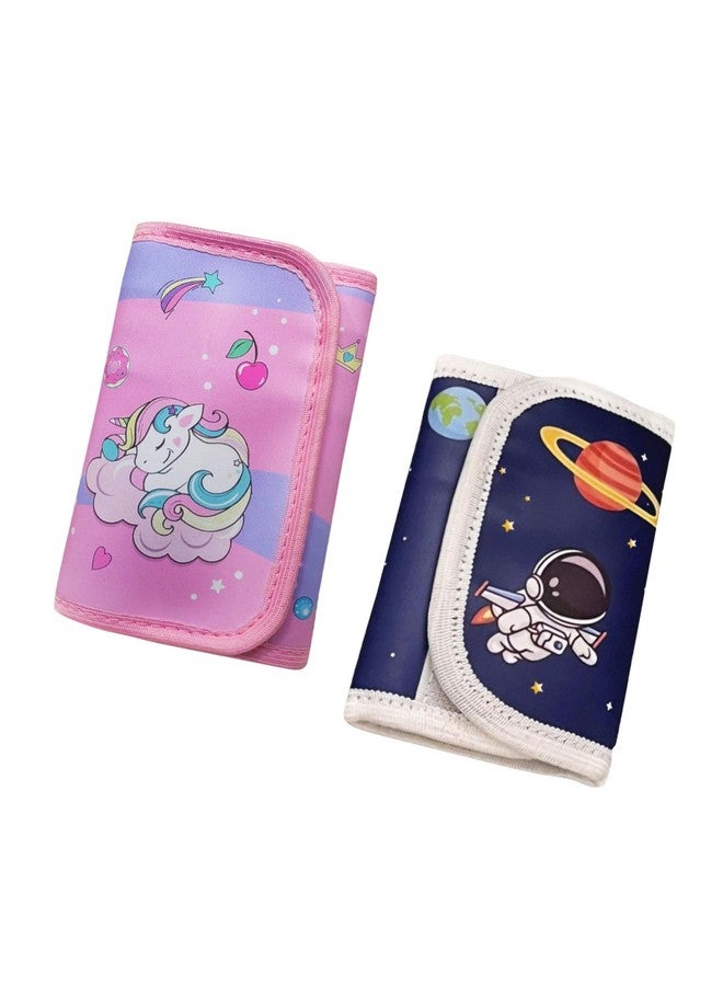 Parteet Unicorn & Space Trifold Silicon Cartoon Wallet For Kids/Slim Front Pocket Wallet Velcro Closer I Birthday Party Return Gifts For Kids (Pack Of 2) - Image 1