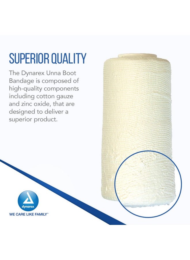 Dynarex Dynarex 3454 Unna Boot Bandage, Individually Packaged, Provides Customized Compression, With Zinc Oxide, Soft Cast, 4" x 10 Yard, Pack of 12  - Image 3