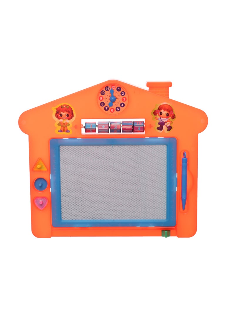 Plastic Large Magnetic Erasable Drawing And Writing Board Cute House Design Equipped With Creative Educational Operations Aiming To Teach Children All Mathematical Skills - Red - Image 1