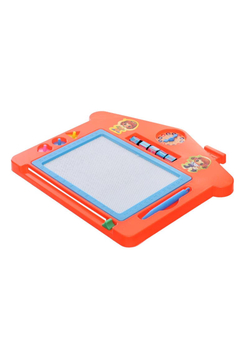 Plastic Large Magnetic Erasable Drawing And Writing Board Cute House Design Equipped With Creative Educational Operations Aiming To Teach Children All Mathematical Skills - Red - Image 2