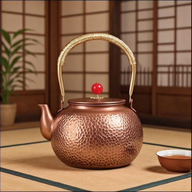 ccsxqy Copper Tea Kettle, 1.6 Quart Stovetop - Handmade Hammered Pot with Coating-Free & Rust Resistant Design for Traditional Stovetop Use - Image 1