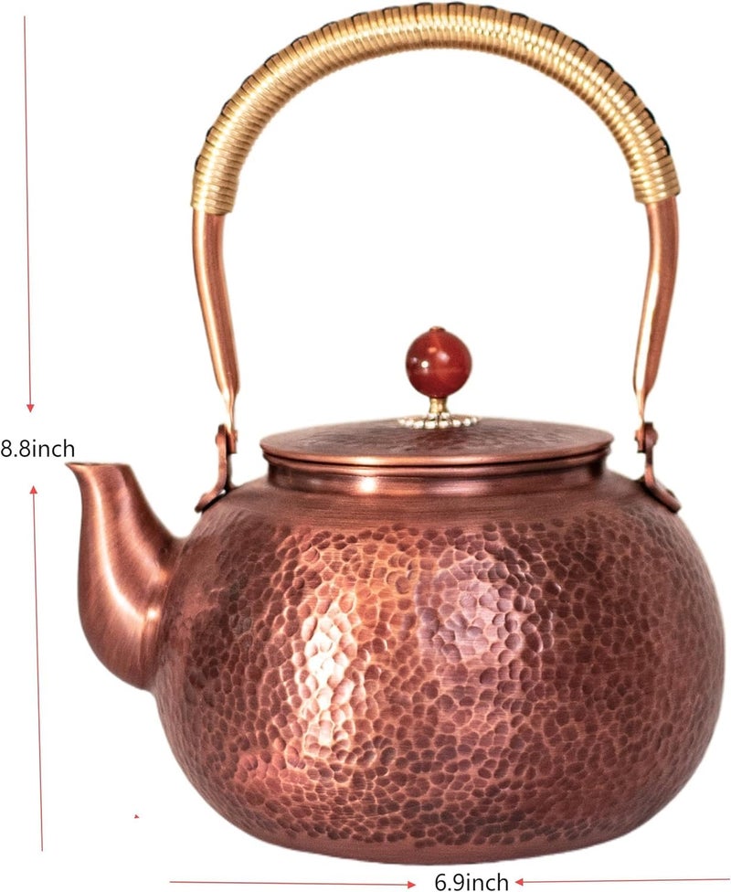 ccsxqy Copper Tea Kettle, 1.6 Quart Stovetop - Handmade Hammered Pot with Coating-Free & Rust Resistant Design for Traditional Stovetop Use - Image 2