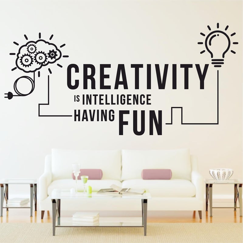 StickMe 'Creativity is Intelligence Having Fun Office Startup Innovation Meeting Conference Wall Sticker ' SM-1124 (Multi Colour, Vinyl - 100cm X 60 cm) - Image 1