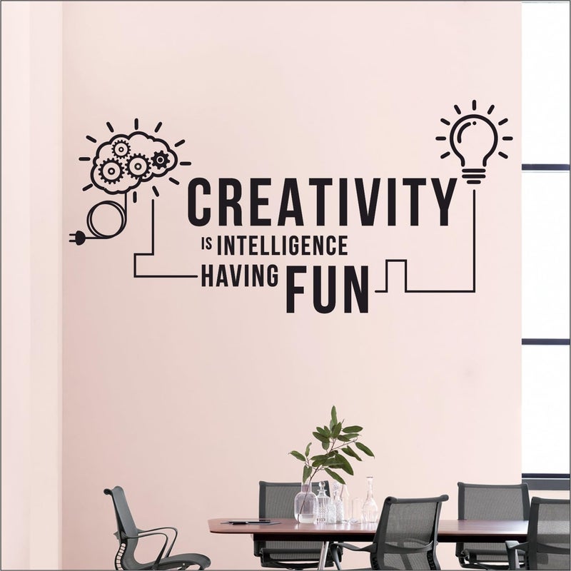 StickMe 'Creativity is Intelligence Having Fun Office Startup Innovation Meeting Conference Wall Sticker ' SM-1124 (Multi Colour, Vinyl - 100cm X 60 cm) - Image 2