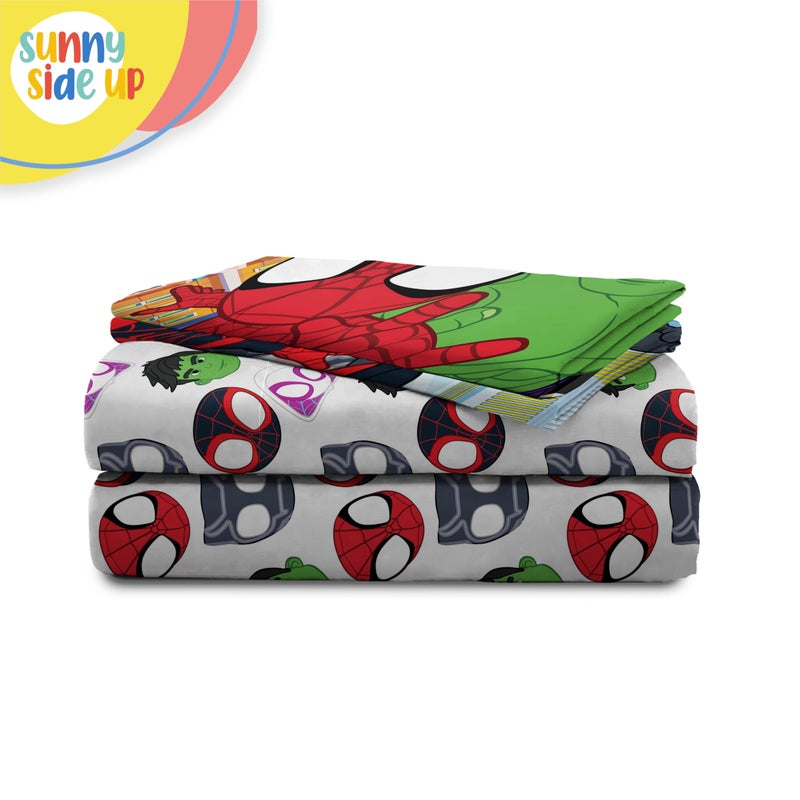Sunny Side Up Sunny Side Up Spidey & His Amazing Friends Full Sheet Set - 4 Piece Kids Bedding Set includes Pillow Cover - Super Soft Superhero Microfiber Sheets Features Miles Morales & Ghost Spider  - Image 5