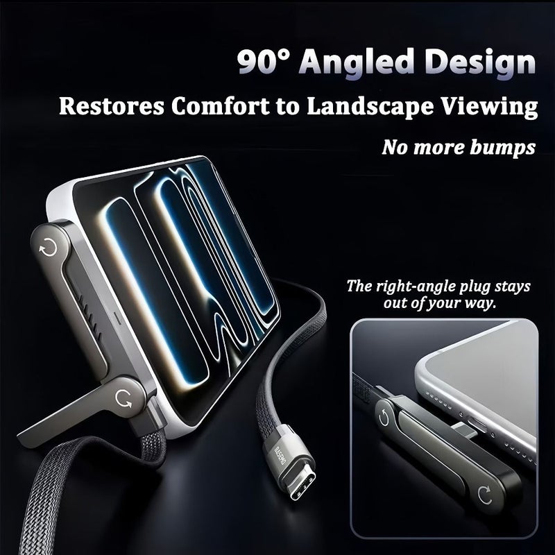 2 In 1 USB C Foldable Stand Charging Cable 240W Ultra Fast For iPhone 15 17 - Image 1