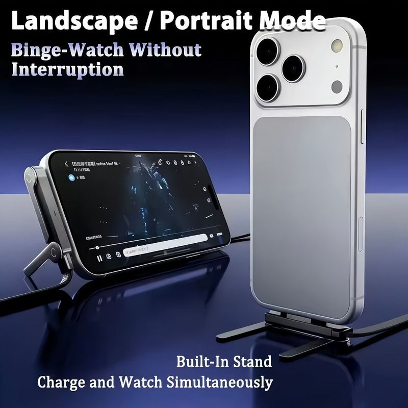 2 In 1 USB C Foldable Stand Charging Cable 240W Ultra Fast For iPhone 15 17 - Image 3