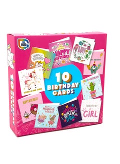 RMS 10 Pack Birthday Cards For Girls And Boys – Includes 10 Assorted Cards With Envelopes  - Image 1