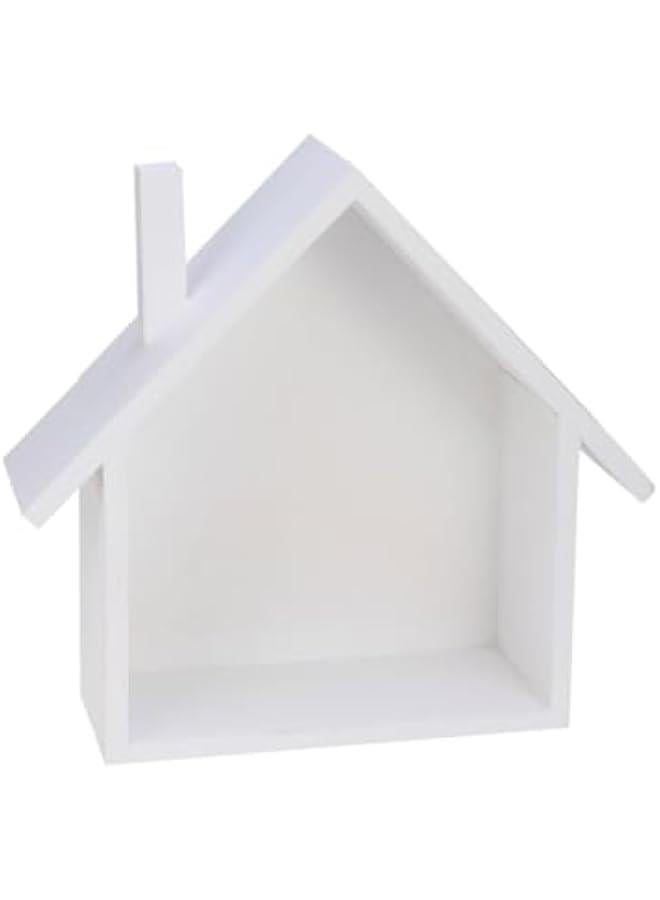 Wall Shelf Mounted Storage Shelf Wooden Storage Rack Wooden Wall Shelf Small House Shaped Wall Shelf  - Image 1