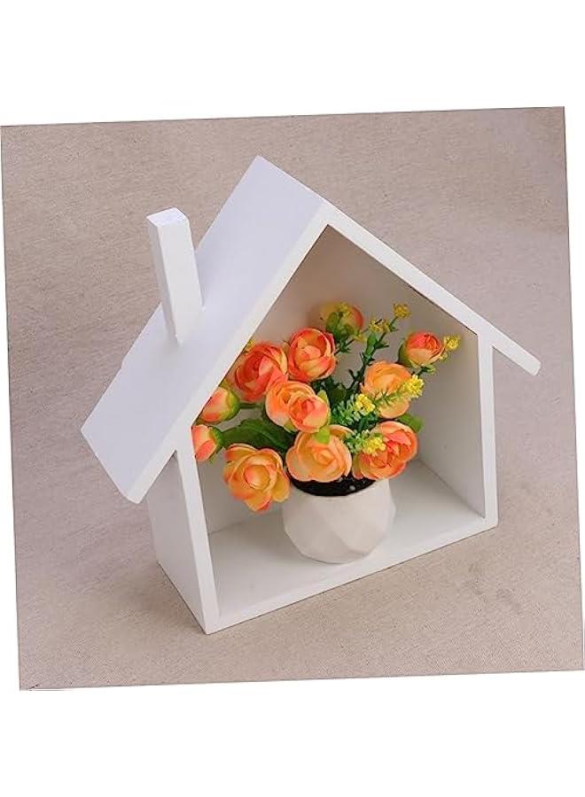 Wall Shelf Mounted Storage Shelf Wooden Storage Rack Wooden Wall Shelf Small House Shaped Wall Shelf  - Image 2