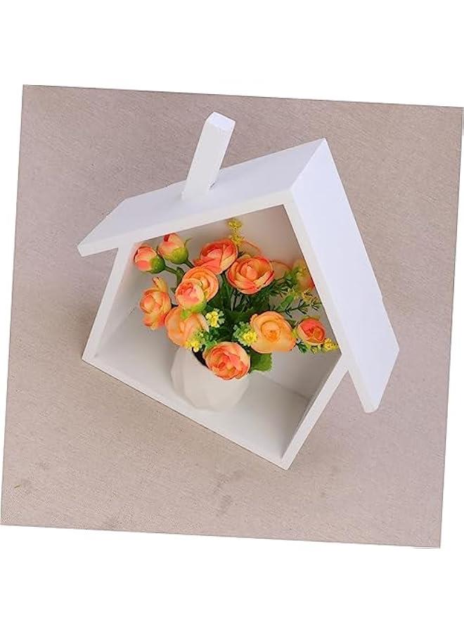 Wall Shelf Mounted Storage Shelf Wooden Storage Rack Wooden Wall Shelf Small House Shaped Wall Shelf  - Image 4