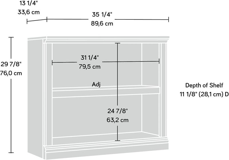 SAUDER Miscellaneous Storage 2-Shelf Bookcase/ book shelf, Estate Black finish - Image 3