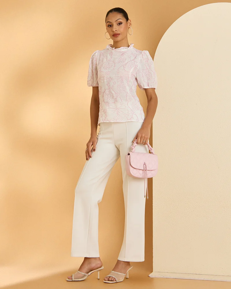 Redtag Women White Embroidered Blouse