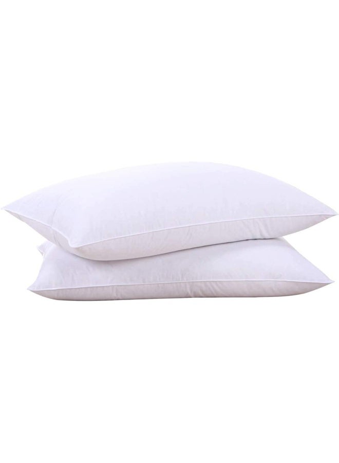 puredown Goose Down Feather White Pillow Inserts 100 Egyptian Cotton Fabric Cover Bed Pillows Set Of 2 King Size - Image 1