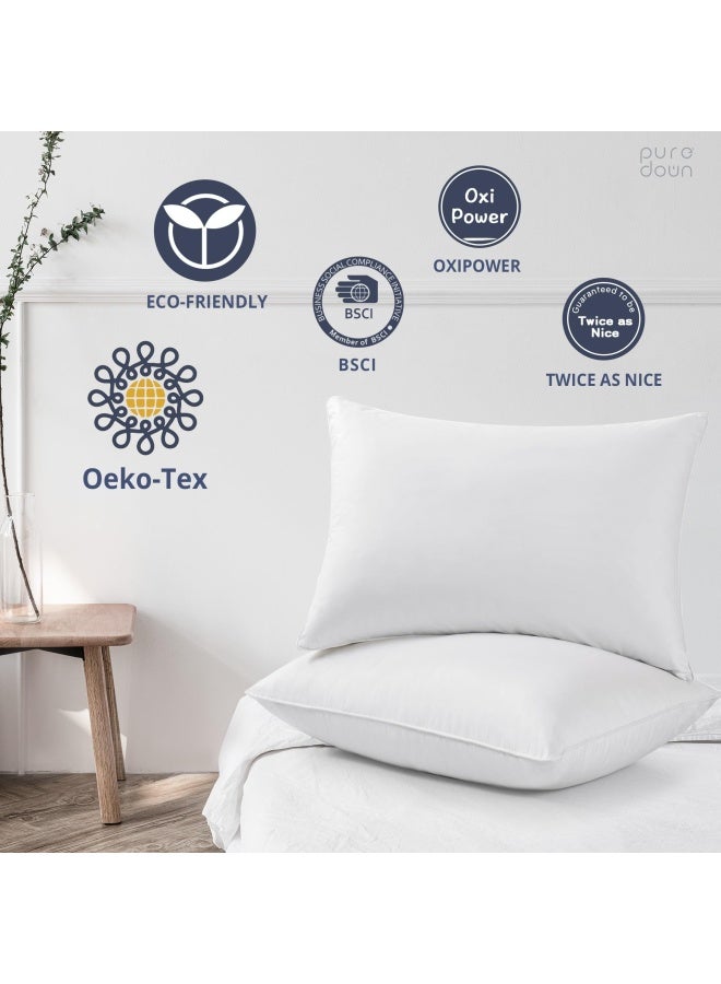 puredown Goose Down Feather White Pillow Inserts 100 Egyptian Cotton Fabric Cover Bed Pillows Set Of 2 King Size - Image 5