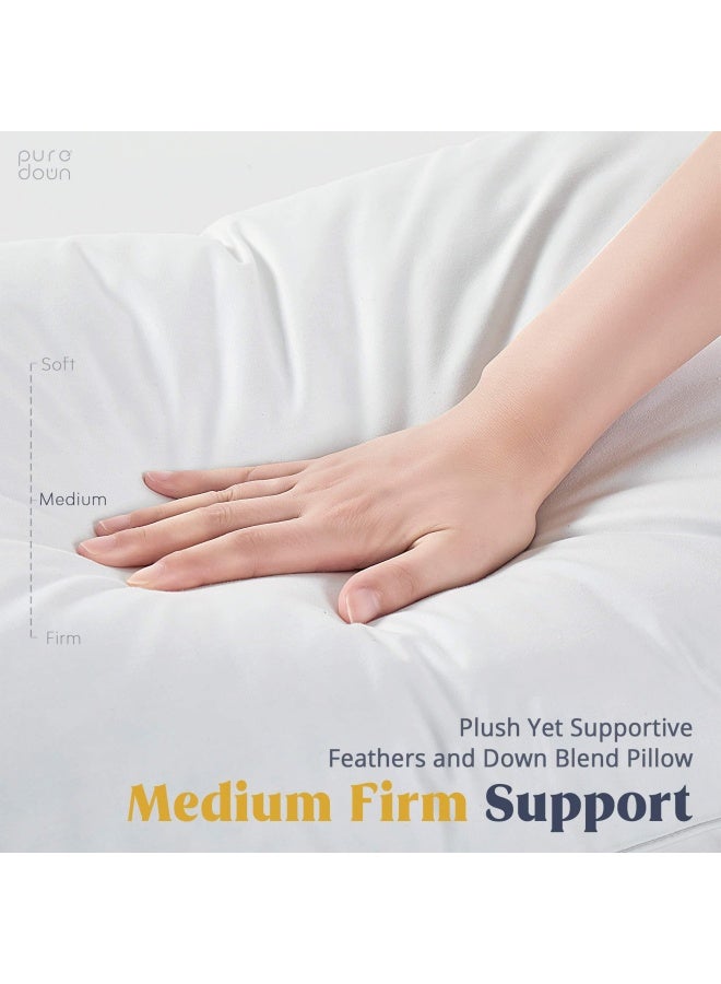 puredown Goose Down Feather White Pillow Inserts 100 Egyptian Cotton Fabric Cover Bed Pillows Set Of 2 King Size - Image 4