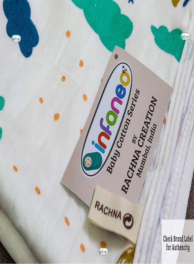 INFANEO Premium Muslin Cotton Hooded Baby Bath Towel - 12006 - White - 75×75 cm | Ultra‑Soft, Quick‑Dry, High‑Absorbent Printed Hooded Towel for Newborns & Toddlers (Prints May Vary) - Image 5