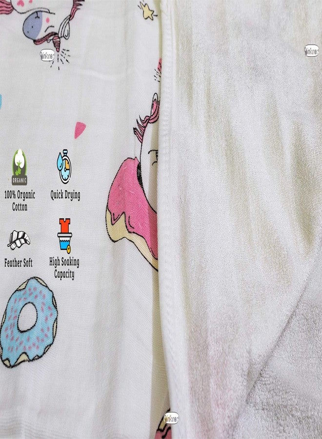 INFANEO Premium Muslin Cotton Hooded Baby Bath Towel - 12006 - White - 75×75 cm | Ultra‑Soft, Quick‑Dry, High‑Absorbent Printed Hooded Towel for Newborns & Toddlers (Prints May Vary) - Image 4