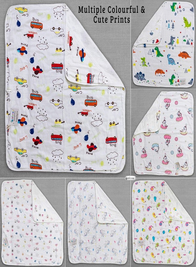 INFANEO Premium Muslin Cotton Hooded Baby Bath Towel - 12006 - White - 75×75 cm | Ultra‑Soft, Quick‑Dry, High‑Absorbent Printed Hooded Towel for Newborns & Toddlers (Prints May Vary) - Image 3