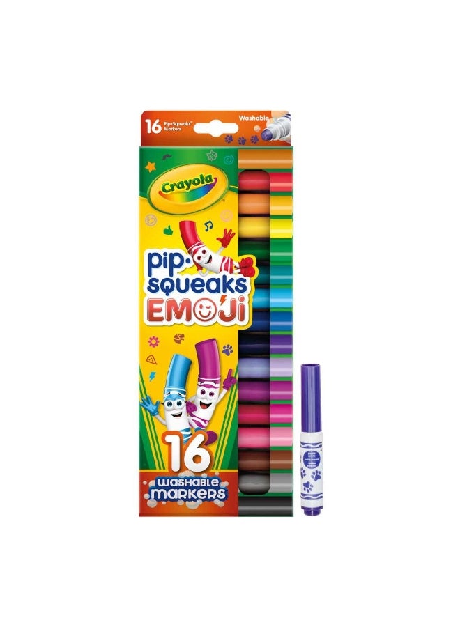 كرايولا بيب-سكويكس مجموعة أقلام إيموجي القابلة للغسل المكونة من 16 قطعة بألوان متعددة وبأبعاد 27.94 × 10.64 × 1.9 سم CRA5887170000 - Image 1