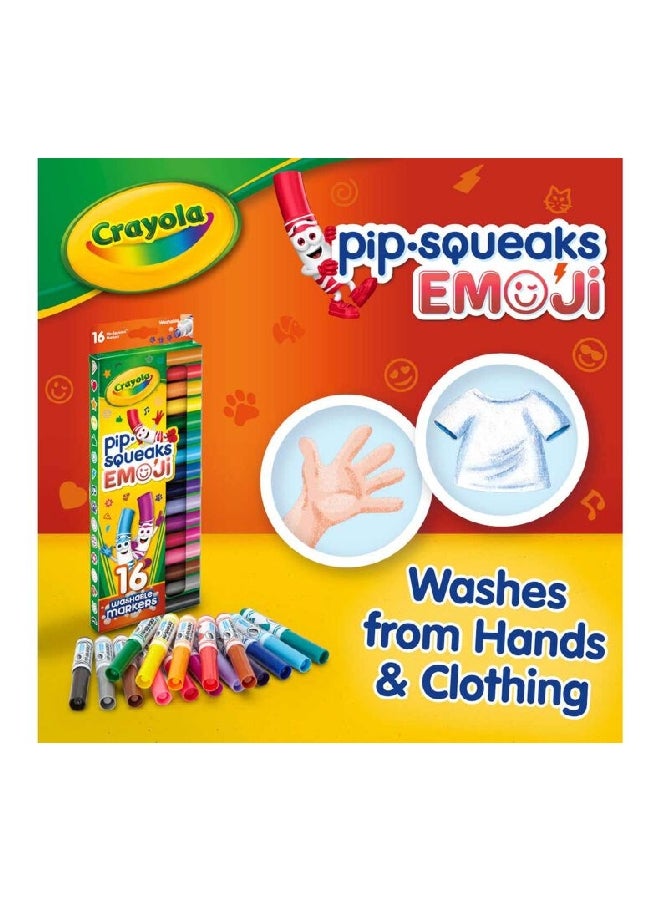 كرايولا بيب-سكويكس مجموعة أقلام إيموجي القابلة للغسل المكونة من 16 قطعة بألوان متعددة وبأبعاد 27.94 × 10.64 × 1.9 سم CRA5887170000 - Image 4