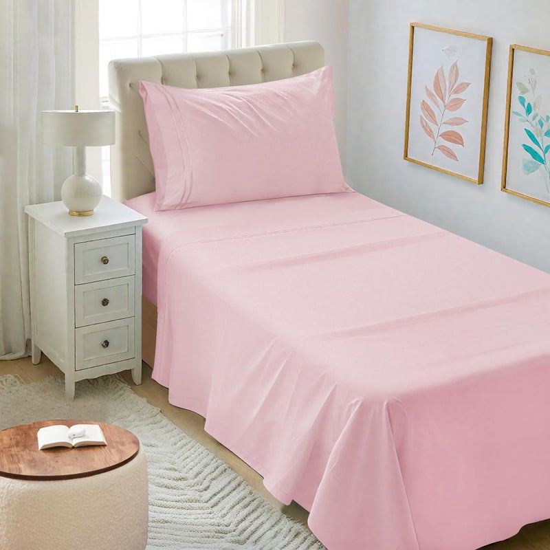 Mejoroom Twin XL Sheet Set - Hotel Luxury Microfiber Sheet & Pillowcase Sets Fits College Dorm Room Mattress - Soft, Breathable, Wrinkle & Fade Resistant - 3 Piece (Blush Pink) - Image 1
