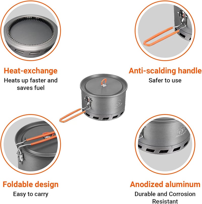 Bulin Camping Pot, 2.1L High Efficiency Backpacking Pot Ultralight Camping Cooking Set Cookware Gear with Heat-Proof Handle & Heat Exchanger for Outdoor Picnic Hiking Travel - Image 5