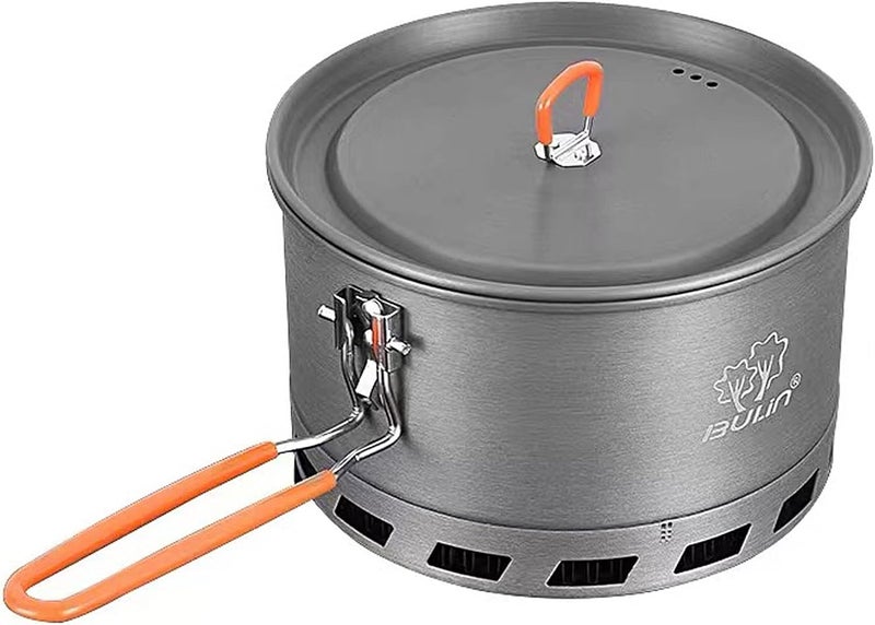 Bulin Camping Pot, 2.1L High Efficiency Backpacking Pot Ultralight Camping Cooking Set Cookware Gear with Heat-Proof Handle & Heat Exchanger for Outdoor Picnic Hiking Travel - Image 1