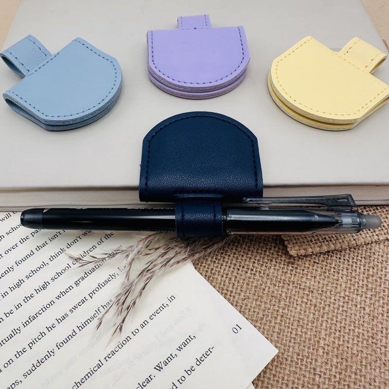 Fashion Xiaoqing Leather New Magnetic Bookmark Pen Holder Multi-Functional Dual-Purpose Pen Holder Pen Cover Student Bookmark - Image 4