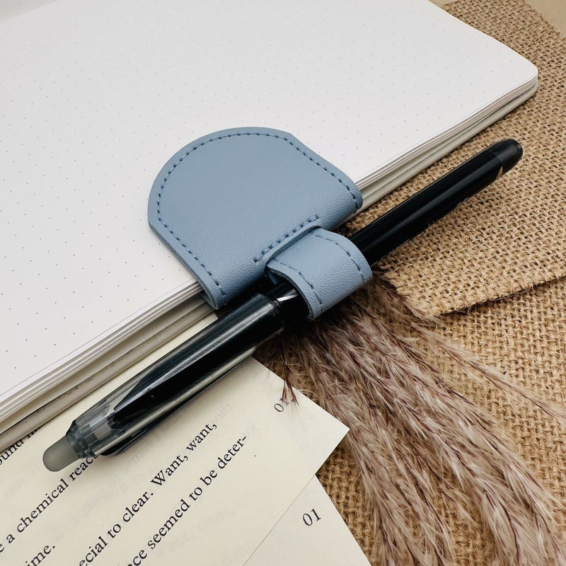 Fashion Xiaoqing Leather New Magnetic Bookmark Pen Holder Multi-Functional Dual-Purpose Pen Holder Pen Cover Student Bookmark - Image 2