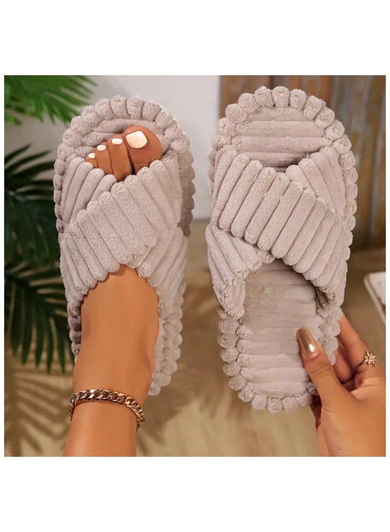 Women House Bedroom Slippers Women Indoor And Outdoor Slides Winter Slippers For Ladies  - Image 2