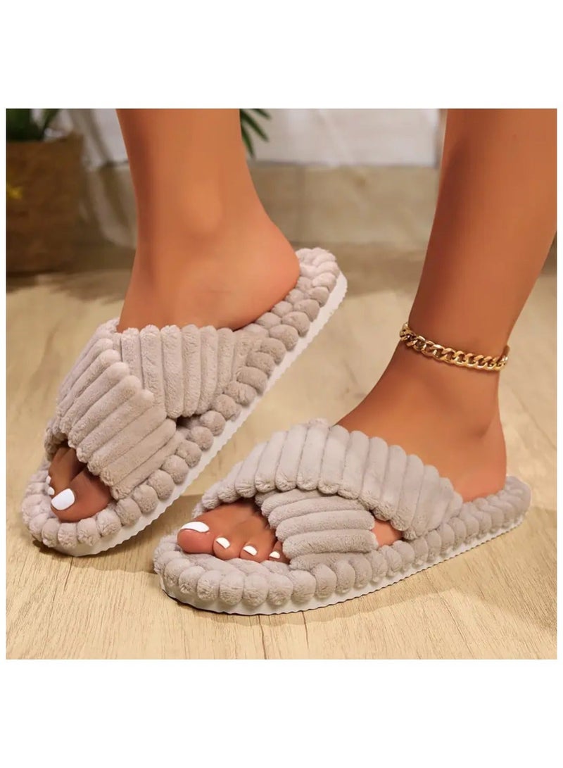 Women House Bedroom Slippers Women Indoor And Outdoor Slides Winter Slippers For Ladies - Image 2