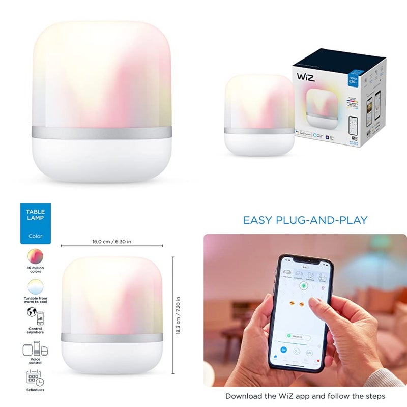مصباح طاولة LED ذكي محمول من Connected Hero v2، مزود بتقنية WiFi، 16 مليون لون، متوافق مع Alexa وGoogle Home Assistant، لا يتطلب محورًا - Image 1