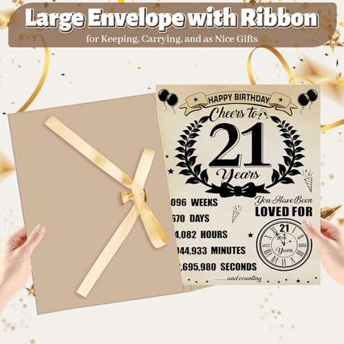 Uiorgui Large 21st Birthday Cards for Men Women, Vintage 2005 Happy 21st Birthday Greeting Card with Envelope Jumbo Twenty-one Guest Book Cheers to 21 Years Decorations Gifts Party Supplies - Image 3