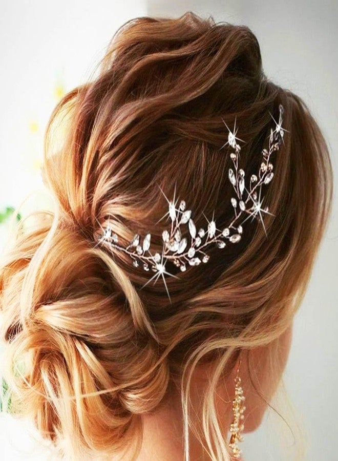 GENBREE Rhinestone Bride Wedding Hair Vine Silver Crystal Hair Piece Bridal Hair Accessories for Women - Image 3