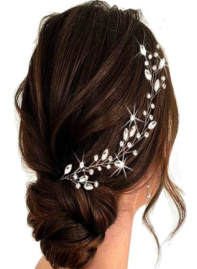 GENBREE Rhinestone Bride Wedding Hair Vine Silver Crystal Hair Piece Bridal Hair Accessories for Women - Image 1