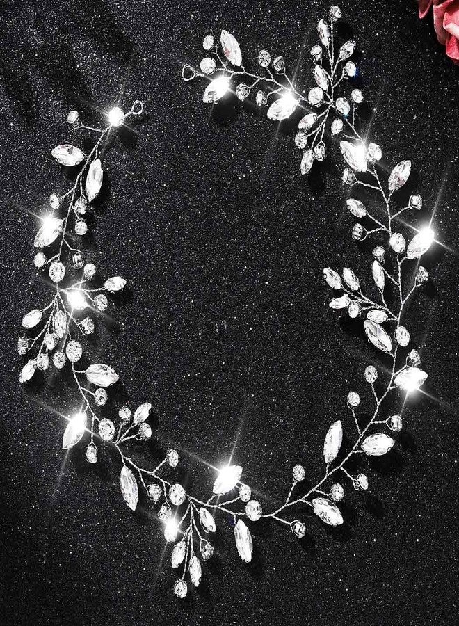 GENBREE Rhinestone Bride Wedding Hair Vine Silver Crystal Hair Piece Bridal Hair Accessories for Women - Image 2