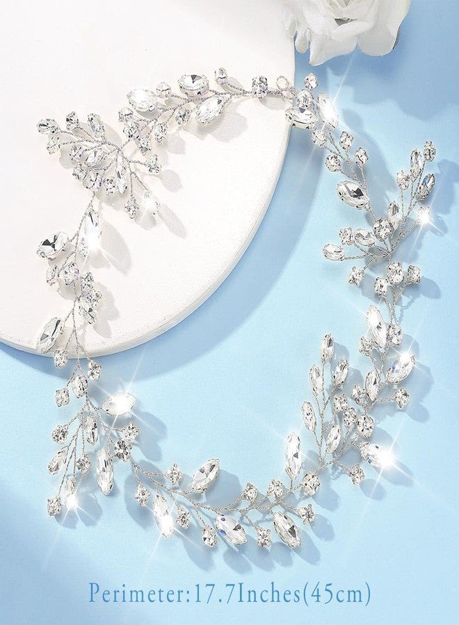 GENBREE Rhinestone Bride Wedding Hair Vine Silver Crystal Hair Piece Bridal Hair Accessories for Women - Image 4