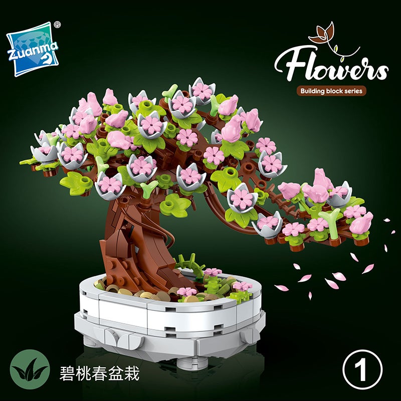 Children'S Puzzle Assembled Small Particle Building Blocks Flower Simulation Narcissus Sunflower Rose Potted Building Blocks Model Toys - Image 2