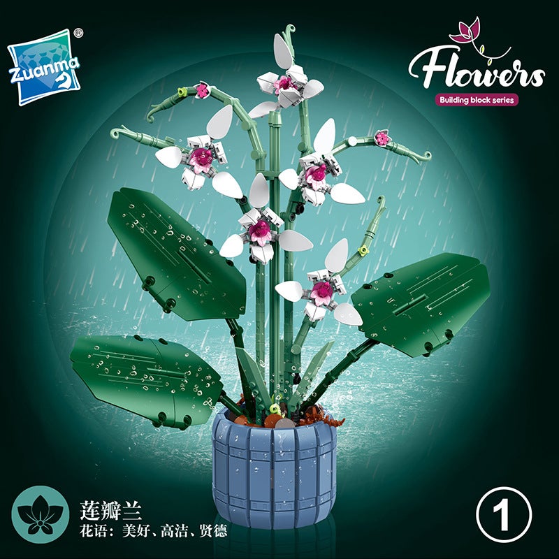 Children'S Puzzle Assembled Small Particle Building Blocks Flower Simulation Narcissus Sunflower Rose Potted Building Blocks Model Toys - Image 3