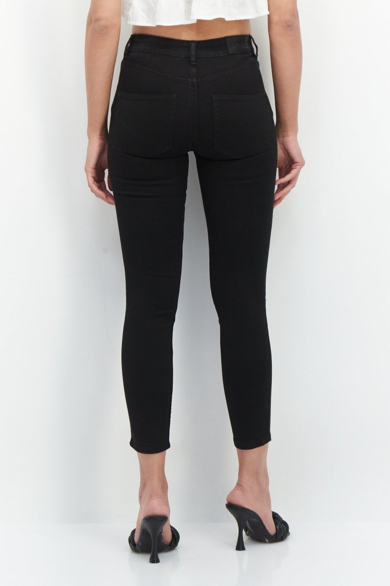 MONKI Women Plain Skinny Pants, Black - Image 3