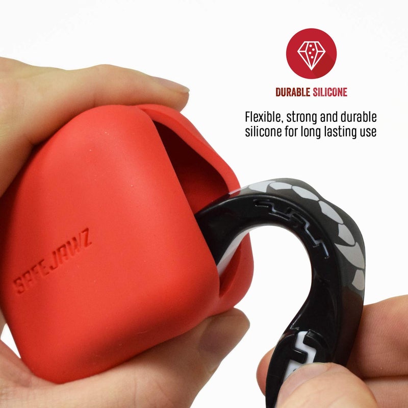 SAFEJAWZ Mouthguard Case with Carabiner Clip, Premium Durable and Flexible Silicone Design to Keep Mouth Guard Protected/Clean (One Size) (Red) - Image 3
