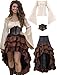 Verceco Pirate Costume Women Outfit with Renaissance Pirate Shirt Skirt Corset Waist Belt Womens Halloween Pirate Costumes BeigeBrown M - Image 3