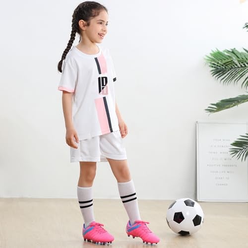 brooman Kids Athletic Soccer Cleats Boys Girls Outdoor Firm Ground Football Shoes (12,Pink) - Image 3
